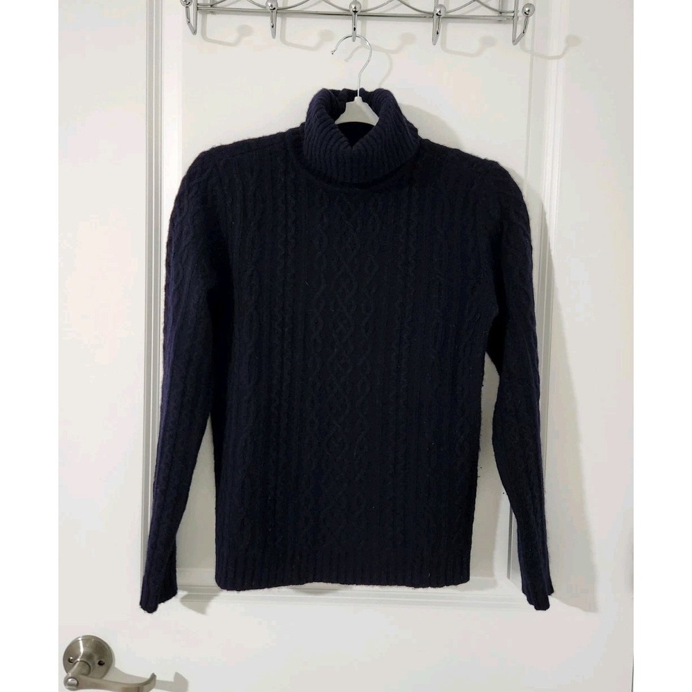Lauren Ralph Lauren Womens Chunky Knit Sweater Wool Angora Rabbit Hair Blue Sz S